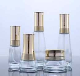 2021 30 45 100 120ML Empty Clear Glass Emulsion Bottle With Pump Head Cosmetic Foundation Travel Containers 30ML Glass Cream Jars With Liner