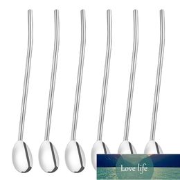 BESTONZON 6pcs Stainless Steel Straw Spoon Oval Shape Reusable Metal Drinking Straws Reusable Straw Cocktail Spoons Filter Set Factory price expert design Quality