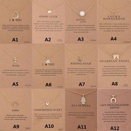 12 Styles New Arrival Dogeared Necklace With Gift Card Elephant Pearl Love Wings Cross Key Zodiac Sign Pendant For Women Fashion Jewellery