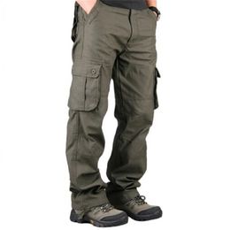 Men's Cargo Pants Casual Multi Pockets Military Tactical Outerwear Army Straight Slacks Long Trousers Clothes 210715