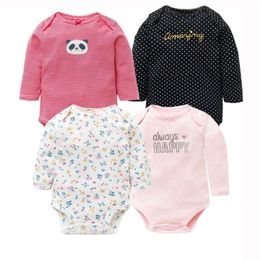 4 PCS/LOT Soft Cotton Baby Bodysuits Long Sleeve Newborn Baby Clothing Set Christmas Baby Girls Boys Clothes Infant Jumpsuit 210317