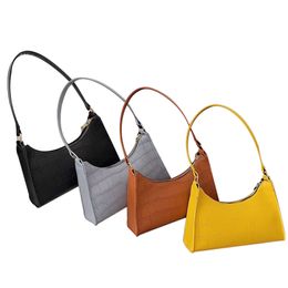 Female Single-Shoulder Bag Solid Colour Large Capacity Handbag for Women, Yellow/Blue/Black/Brown