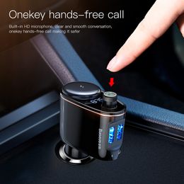 FM Transmitter Modulator Bluetooth 5.0 Wireless Car Audio MP3 Player Cigarette Lighter Socket Splitter Car Phone Charger