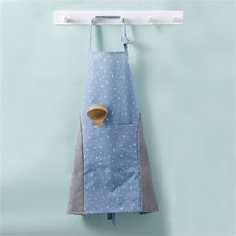 Home Canvas Water-proof Apron Cotton Linen Cleaning Waist Half-length Oil-proof for Kitchen Cooking Baking and Coffee Shop 210629
