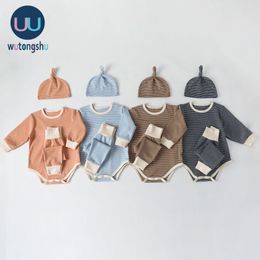 Infant Clothing For Baby Girls Clothes Set New Autumn Winter Newborn Baby Boy Clothes Rompers+Pants+Hat Outfits Baby Costume 210315