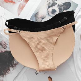 Women's Shapers Women Control Panties With Pad BuLifter Hip Enhancer Underwear Bottom Push Up Adjusted Strap G-string Seamless BIkini Pants