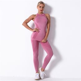 Fitness Sports Suits Two Piece Sets Seamless Yoga Leggings Push Up Gym Outfit Training Workout wear 210802