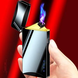 Colorful Zinc Alloy Intelligent ARC Lighters USB Charge Windproof Dry Herb Tobacco Cigarette Holder Handpipe Smoking Lighter High Quality Gift Box DHL Free