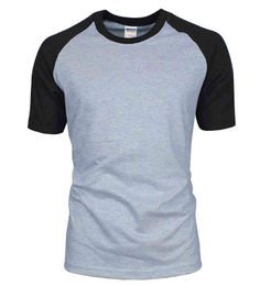 2021 Summer Solid Colour Men T Shirts Cotton Blank Men's Raglan T-Shirt Hip Hop Streetwear Black White Grey Harajuku Tops Tees Y220214