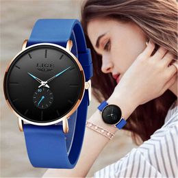 LIGE Watches Women Top Brand Luxury Quartz Watch Women Fashion Relojes Mujer Silicagel Ladies Waterproof Quartz Wrist Watches 210527