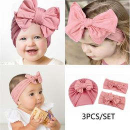 3PCS/Set Baywell Baby Muslin Turban Hat Elastic Headband Mommy Daughter Bow Knot Caps Parent-Child Hair Infant Accessories