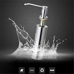 Sink Liquid Soap Dispenser Deck Mounted Counter For Kitchen Complete Brass Pump And Stainless Steel Bottle 211206