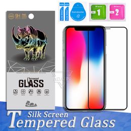Screen Protector Film Silk Screen Tempered Glass for iPhone15 14 Pro Max 13 mini 12 11 XS with Box