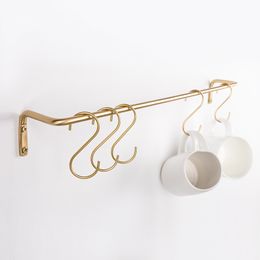 Gold golden Nordic Wall Decoration kitchen Storage Holders Racks Brass copper Modern Design tower Hanger for corridor Rails