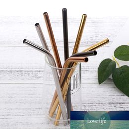2 Pcs/Set 8*215mm 304 Stainless Steel Metal Straw Eco-Friendly Reusable Drinking Straws Set With Cleaner Brush Bar Accessories