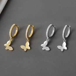 Vintage Butterfly Gold Silver Colour Hoop Earrings For Women Girl Trendy Harajuku Cool Hip Hop Animal Earrings 2021 Jewellery Gifts