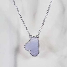 S925 silver pendant flower necklace with purple jade for women wedding Jewellery gift in platinum Colour have box stamp PS4806