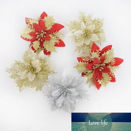 5pcs Xmas Tree Flower Decor 14cm Artificial Flower Heads Wedding Christmas Faux Flowers Decorations