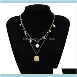 Pendant & Pendants Women Jewelry Chain Necklace Gold Choker Long Fashion Vintage Metal Alloy Emboss Asymmetry Statement Necklaces Gift1 Drop