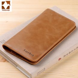 Wax Oil Skin Wallet Men Long Vintage Thin Simple Men's Purse Nature Leather