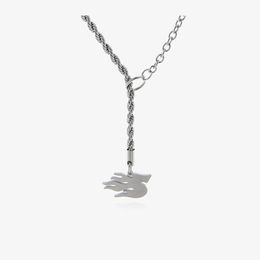 2021 New Original Design Flame Necklace Niche Trend Men And Women One Word Buckle Titanium Steel Splicing Chain Jewelry