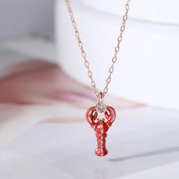 Earrings & Necklace Cute Lovely Mini Red Crayfish Jewellery Sets For Women Fashion Earring Bracelet Copper Accessories