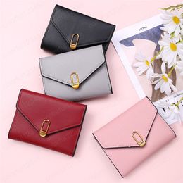 Women Solid Colour Buckle Simple Wallet Fashion Money Bags Ladies Short PU Leather Card Holder Girls Student Small Clutch Purse