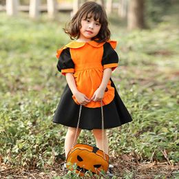 Halloween Costume Pumpkin Cosplay Theme Party Children Orange Bat Y0913