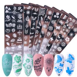 leaf stencil UK - Nail Stamping Plates Flower Leaf Geometry Animals Image Stamp Templates Dreamcatch N01-12 Manicure Print Stencil Tools