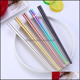 Chopsticks Flatware Kitchen, Dining & Bar Home Garden Glossy Titanium Plated Anti Scalding High-Grade Stainless Steel Rainbow Golden Black S