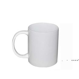 Sublimation Blanks Mug Personality Thermal Transfer Ceramic Mug 11oz White Water Cup Party Gifts Drinkware sea shipping RRE10364