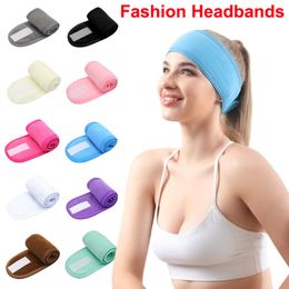 Facial Spa Headbands Makeup Hairbands Shower Hair band Girls Turban Sport Headwraps Cotton Towel Hairlace with Magic Tape Face Wash Yoga Running Workout HairPins
