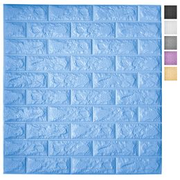 Art3D 5-Pack Peel and Stick 3D Wallpaper-Paneele für Innenwand Dekor Selbstklebende Schaumziegel-Wallpaper in blau, deckt 29 m²