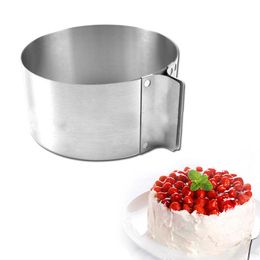 16-30cm Adjustable Cake Layered Slicer Stainless Steel Retractable Circular Mousse Ring Cut Tool Round Cake Cutter 210225