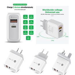 Universal 18W USB PD Quick Charger QC 3.0 EU US UK Plug Adapter Fast Charger Charging For iPhone iPad iPadmini Samsung S10 Huawei Xiaomi Cell phones