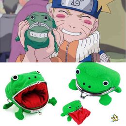 Wholesale Anime Frog Coin Purse Keychain Cute Cartoon Flannel Wallet Key Coin holder Cosplay Plush Toy School Prize Gift H1126