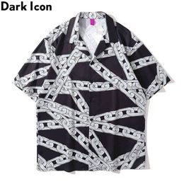 Chain Full Printed Polo Shirt Men Light Weight Material Men's Shirt Oversized Shirts for Man 210603