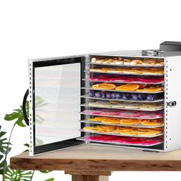 Food Dehydrator 110V/220V 10-Layer Household Food Dehydration Dryer Dried Fruit Machine Stainless Steel