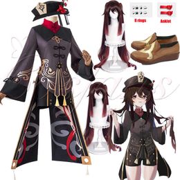 Game Genshin Impact Hu Tao Cosplay Costume Anime Outfits Dress Halloween Carnival Women Girl Uniforms HuTao Cosplay Accessories Y0903