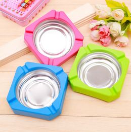 Newest Colourful Plastic Stainless Steel Ashtray Storage Box Holder Five Corner Innovative Design For Cigarette Bong Glass Smoking Pipe