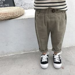 Spring Autumn korean style baby boys solid color casual pants kids loose all-match Trousers 210306
