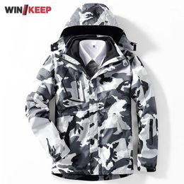 Skiing Jackets Outdoor Lovers Camouflage Hooded Sportswear Hiking Jacket Winter Waterproof Snowboard Mens Warm Fleece Windbreaker Coats