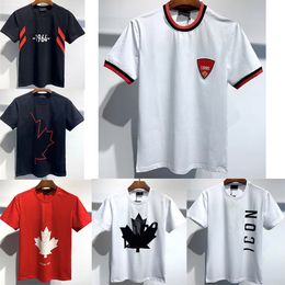 D2 Loose Tee Letter Printed Short Sleeve T-shirt for Men Women, Casual Top in Spring Summer Maple Leaf Pattern Designer