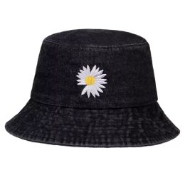 Summer Daisies Bucket Hat Women Men Vintage Denim Fashion Fisherman Cap Girls Daisy Sun hats hip hop caps Panama Hat casquette