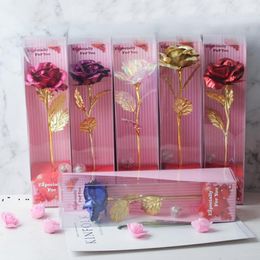 party Tanabata Valentine's Day decoration Colour gold roses starry sky glowing gold foil rose gift box LLA10307