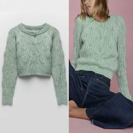 ZA Cable Knit Green Cardigan Women O Neck Long Sleeve Vintage Slim Knitted Tops Woman Fashion Streetwear Fitted Sweaters 210602