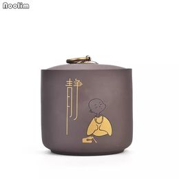 mini storage chest Canada - NOOLIM Purple Clay Kung Fu Sealed Box Tea Caddy Mini Kitchen Food Container Ceramic Caddies For Puer Matcha Storage Chests
