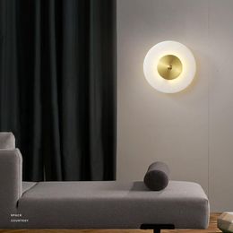 Wall Lamp Modern Golden Marble Light Copper Corridor Aisle Bedside Night Living Room Bedroom Sconce Home Decor Fixtures