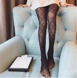 Women Lace Mesh Stockings Hollow Out Pantyhose Sexy Tights Hosiery Style Letter Leggings Socks