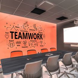 Classic Teamwork Office Wall Sticker Inspirational Quote Teamwork Cooperation Plan Vinyl Wall Decal For Office Decor Mural rb623 210308